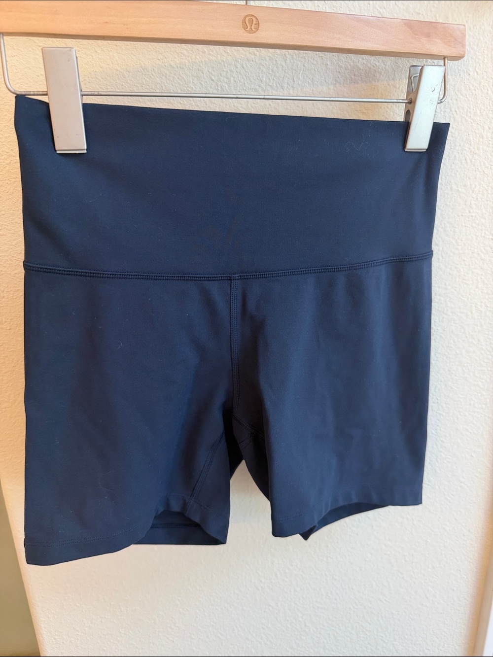 oiselle Navy High-Waisted Bike Shorts